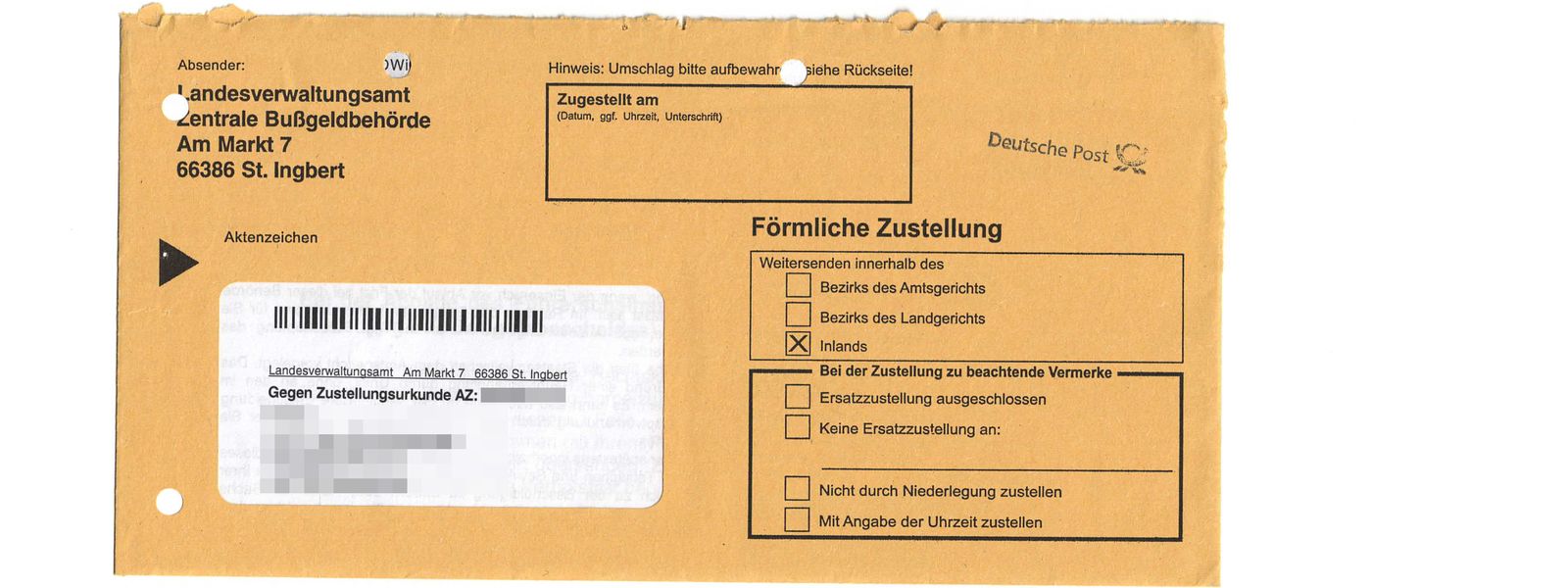 Zustellung von Bußgeld ohne Zustelldatum – Verjährung droht!
